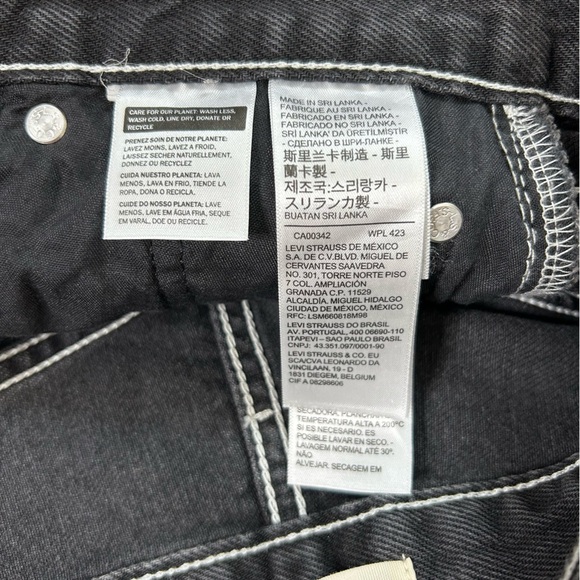 Levis Ribcage Ankle Straight Faded Black Jeans Contrast Stitch Size W26/L27 - Picture 8 of 11